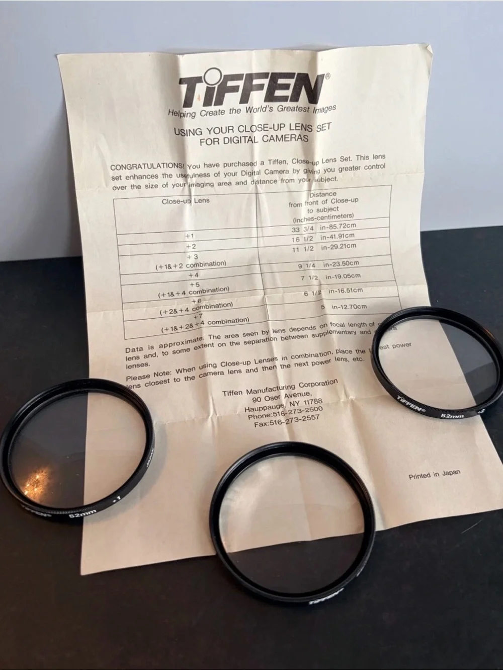 Tiffen 52mm Close-Up Lens Set +1 +2 +4 w Case Japan